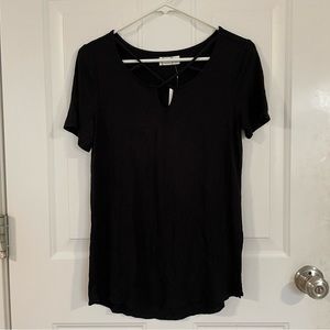 Maurices Criss Cross Strappy Detail Black Top
